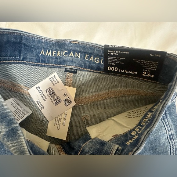 New American Eagle Sz 000 Regular/ 23w CURVY DREAMY BAGGY WIDE LEG High Rise - Picture 4 of 9